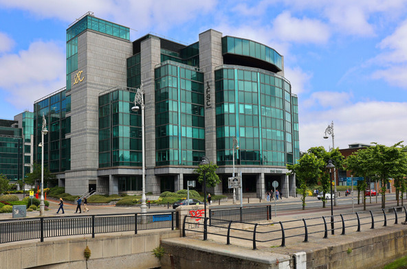 The International Financial Services Centre (IFSC) district in central Dublin. Established in the late 1980s as part of the regeneration of the old docks, the IFSC is home to a significant proportion of Ireland’s financial sector. (Photo: Shutterstock)