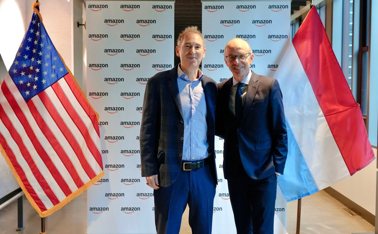 Amazon CEO Andy Jassy and Prime Minister Luc Frieden last November. (Photo: Ministère d’État)