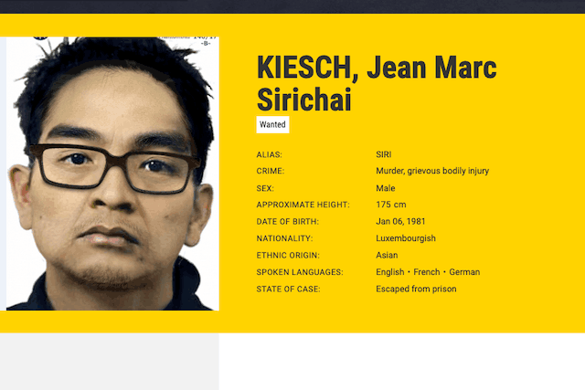 A most-wanted search card issued by Europol for Jean-Marc Sirichai Kiesch  Photo: Europol