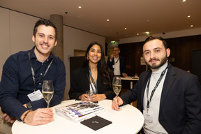 Christophe Vantyghem (IBIS & IBIS Budget Luxembourg Airport),  Chayma Benmalek (Deya) et Axel Groppi (Smile). (Photo: Eva Krins/Maison Moderne)