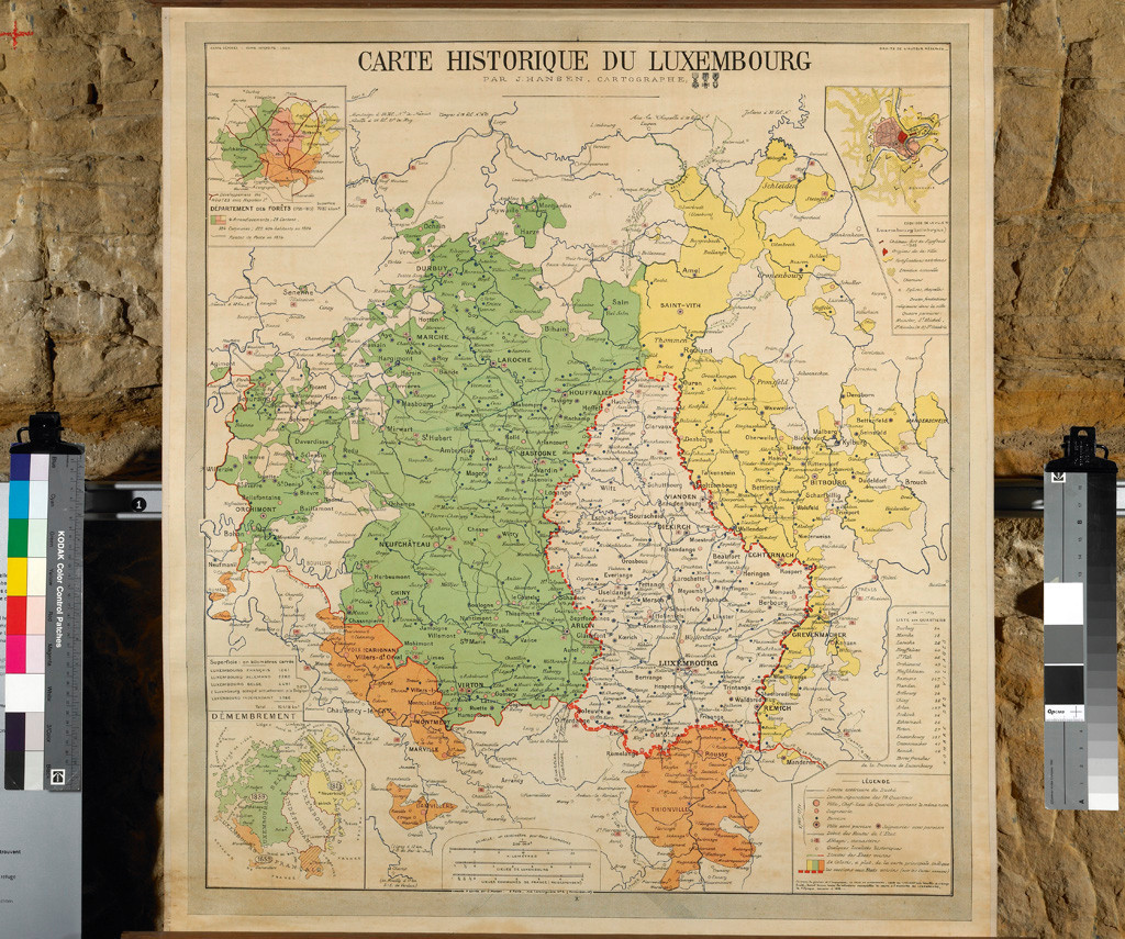 Carte historique du Luxembourg, vers 1930, collection Lëtzebuerg City Museum (photo: Lëtzebuerg City Museum)