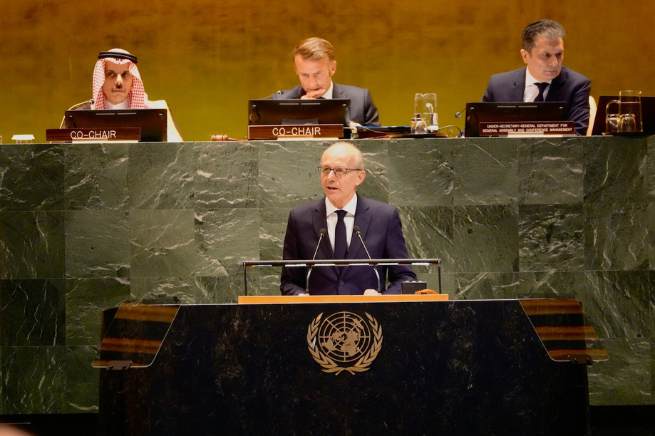 Luc Frieden, Prime Minister, during his speech recognising the State of Palestine. Photo: SIP