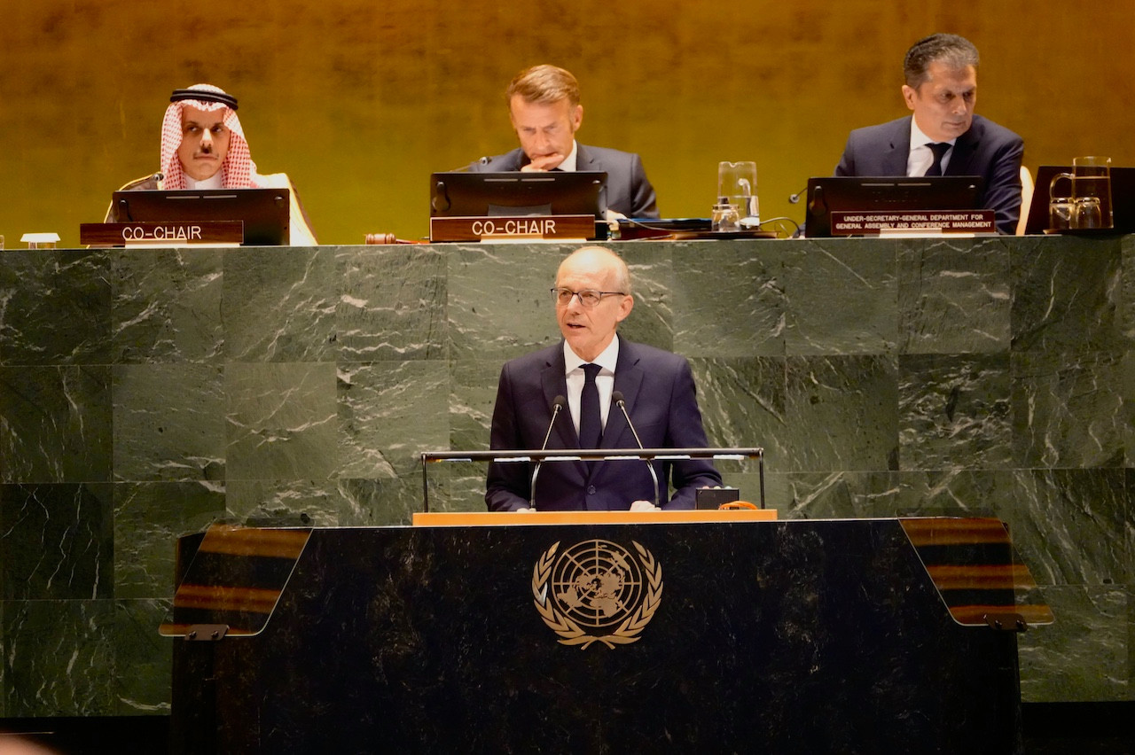 Luc Frieden, Prime Minister, during his speech recognising the State of Palestine. Photo: SIP