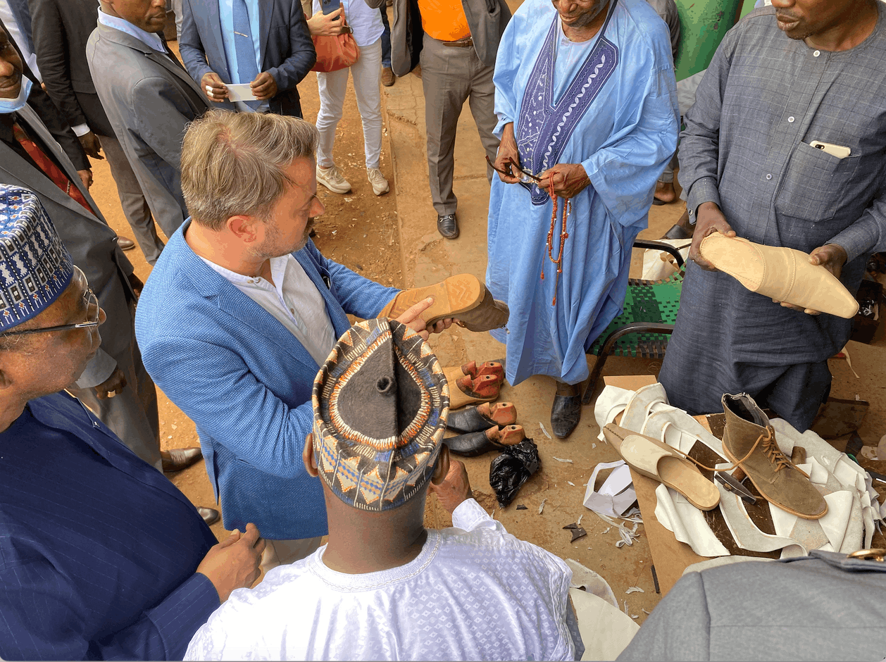 The delegation at the Wadata artisanal village funded by Luxembourg AO