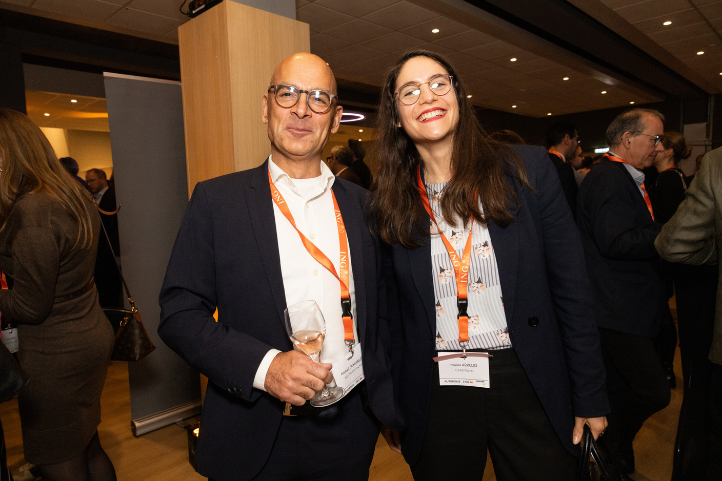 Michael Schmirler (Best Talent Factory) and Marion Arrojo (Clearstream) at the Paperjam Club’s 10x6 event on Luxembourg’s financial centre in 2035, held at the Kinépolis Kirchberg, 19 November 2024. Photo: Eva Krins/Maison Moderne
