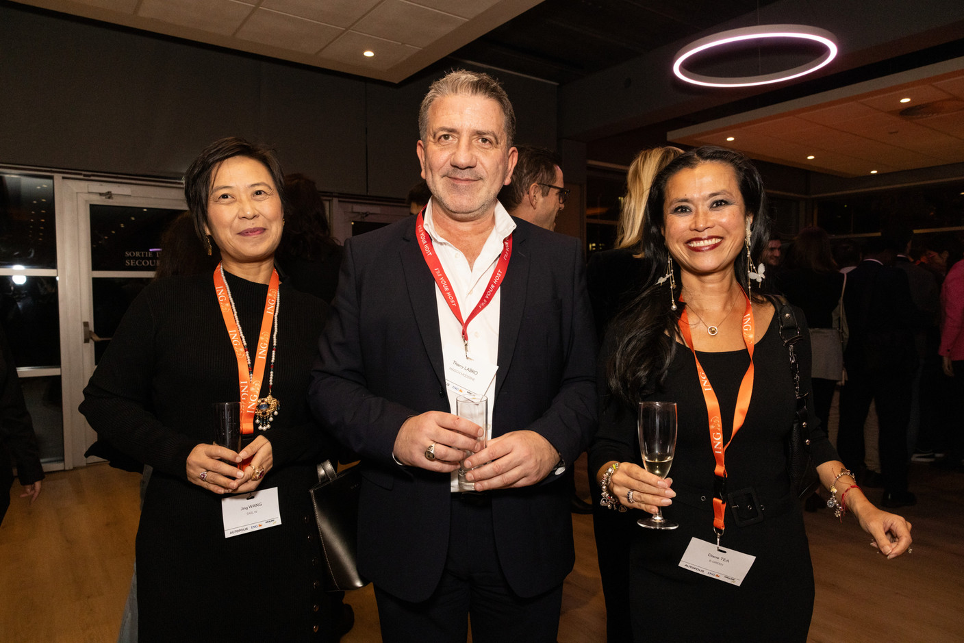 Jing Wang (W), Thierry Labro (Maison Moderne) and Diane Tea (B-Green) at the Paperjam Club’s 10x6 event on Luxembourg’s financial centre in 2035, held at the Kinépolis Kirchberg, 19 November 2024. Photo: Eva Krins/Maison Moderne