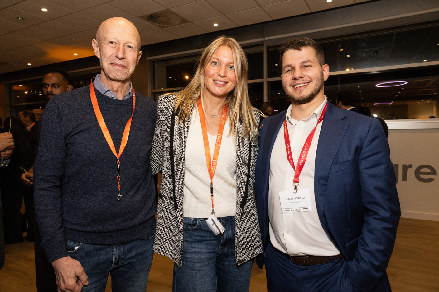 Philippe Mathis (Cabinet d'avocats Bai-Mathis), Déborah Bremer and Valentin Morello (PaperjamClub) at the Paperjam Club’s 10x6 event on Luxembourg’s financial centre in 2035, held at the Kinépolis Kirchberg, 19 November 2024. Photo: Eva Krins/Maison Moderne