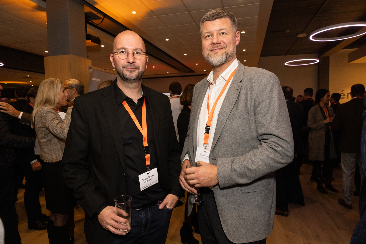 David Determe (pairtopair) and Bogdan Banice (Banice Architects) at the Paperjam Club’s 10x6 event on Luxembourg’s financial centre in 2035, held at the Kinépolis Kirchberg, 19 November 2024 Photo: Eva Krins/Maison Moderne