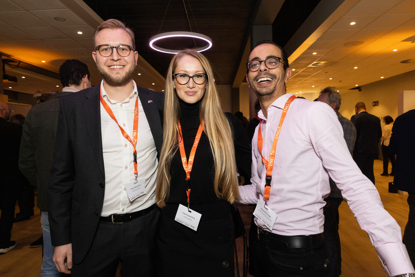 Pawel Galanty (Anderson Wise), Yulia Kulakova (Aztec Group) and Mehdi Boutaib (Aztec Financial Services) at the Paperjam Club’s 10x6 event on Luxembourg’s financial centre in 2035, held at the Kinépolis Kirchberg, 19 November 2024. Photo: Eva Krins/Maison Moderne
