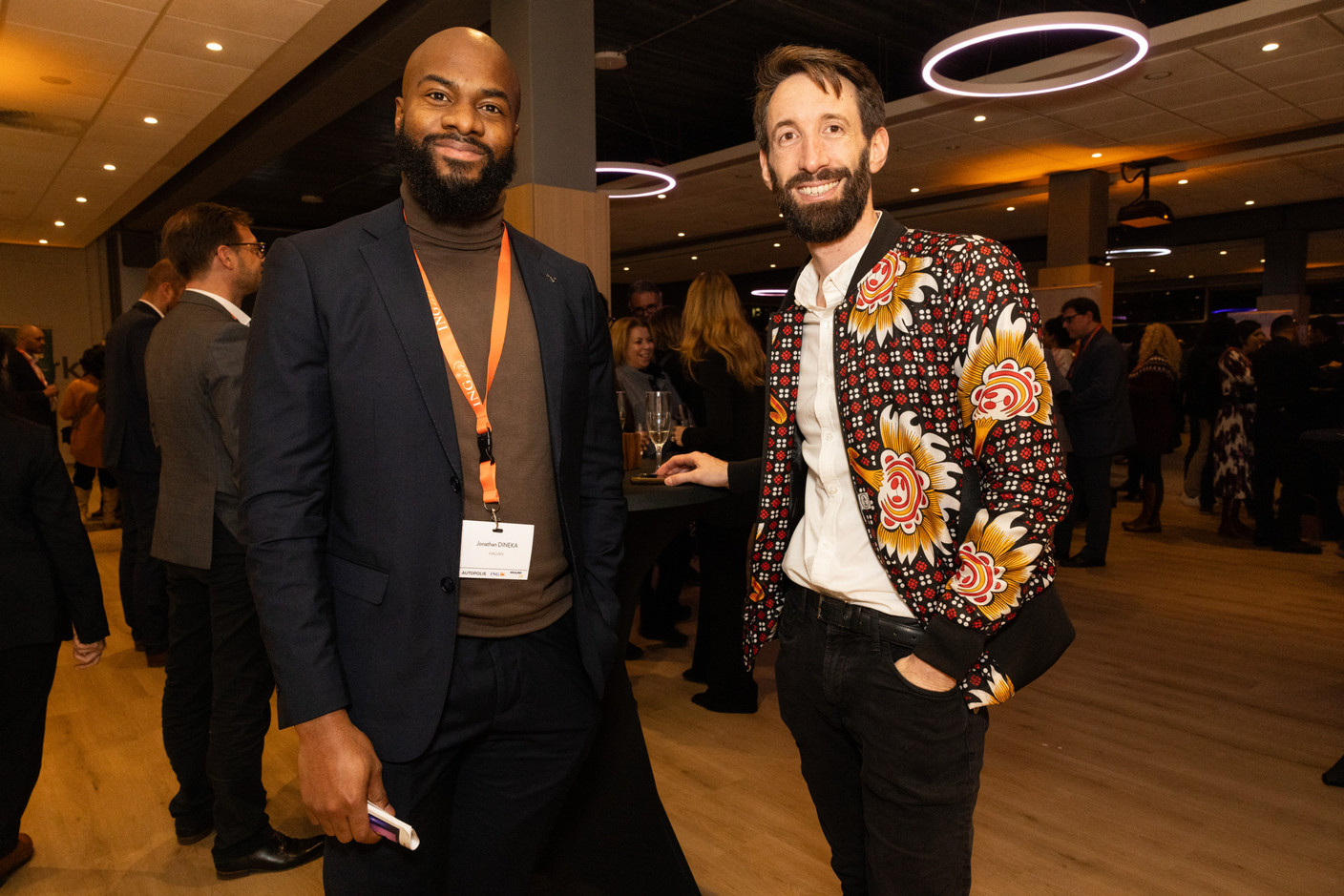 Jonathan Dineka (Halian) and Simon Schwall (OKO) at the Paperjam Club’s 10x6 event on Luxembourg’s financial centre in 2035, held at the Kinépolis Kirchberg, 19 November 2024. Photo: Eva Krins/Maison Moderne