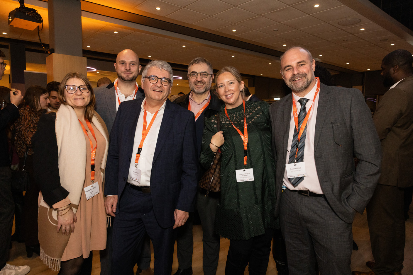 Jeromine Farat , Valentin Degeneuve (360°), Jérôme Barbé (COBA Europe), Eric Plasson (Randstad), Breanna Schäfer-O'Reilly (Select HR) and Christophe Biraud (Post). Photo: Eva Krins/Maison Moderne