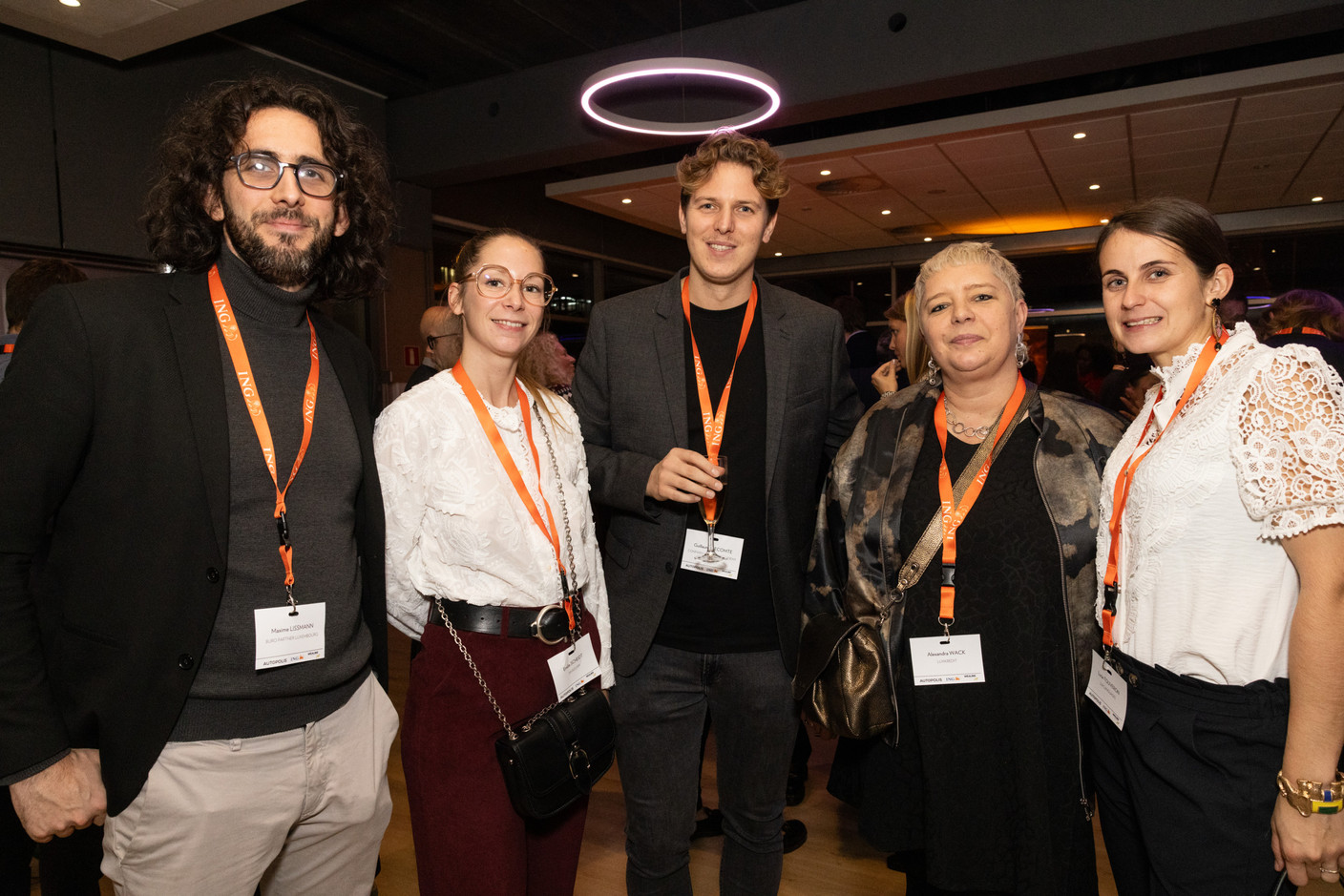 Maxime Lissman (Buro Partner), Emilie Scheidt (Savile Law), Guillaume Lecomte (ConfiaRH & Training Academy), Alexandra Wack (LuxKredit) and Lucie Touveron (Lux Languages). Photo: Eva Krins/Maison Moderne