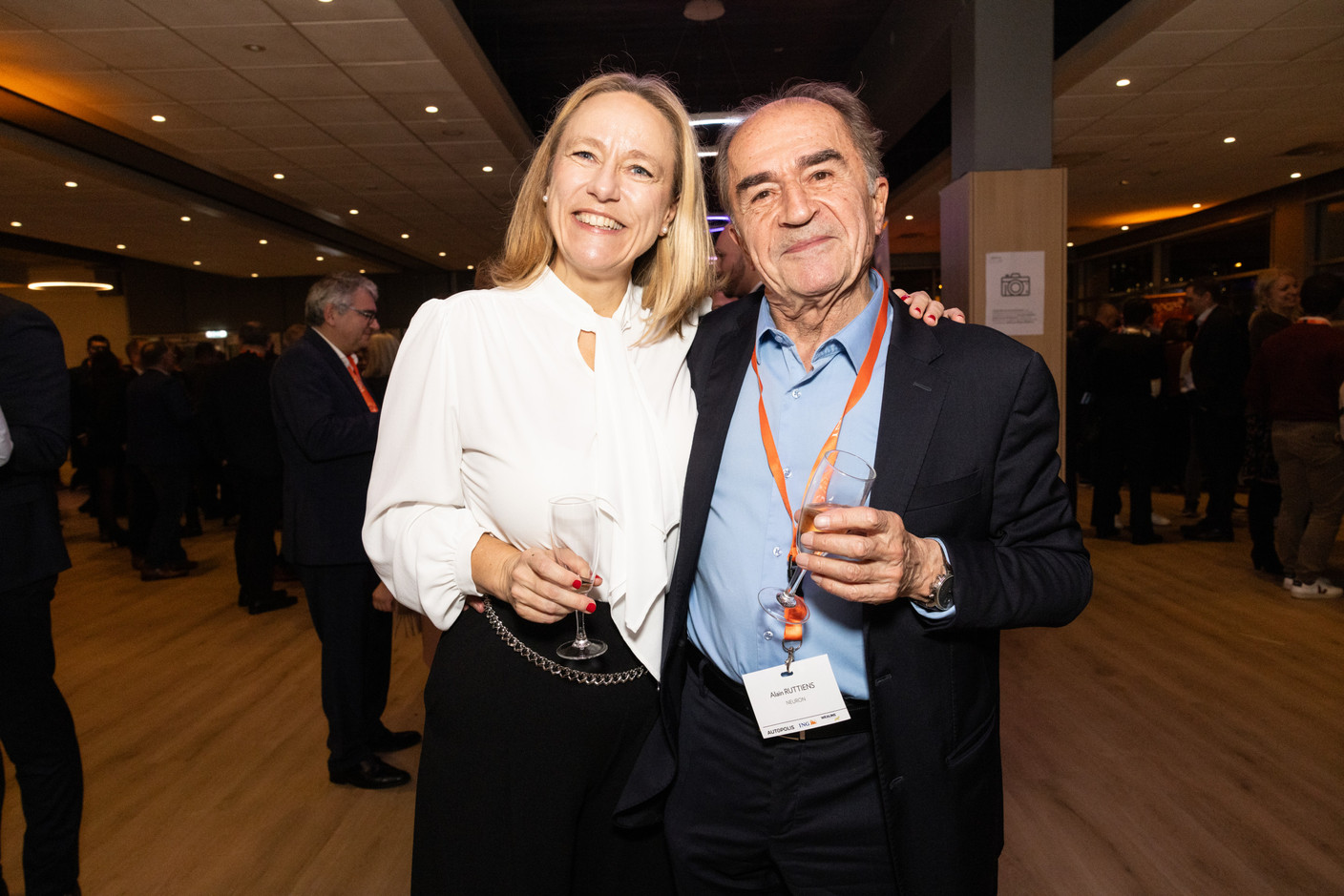 Stéphanie Delperdange (independent director) and Alain Ruttiens (Neuron) at the Paperjam Club’s 10x6 event on Luxembourg’s financial centre in 2035, held at the Kinépolis Kirchberg, 19 November 2024. Photo: Eva Krins/Maison Moderne