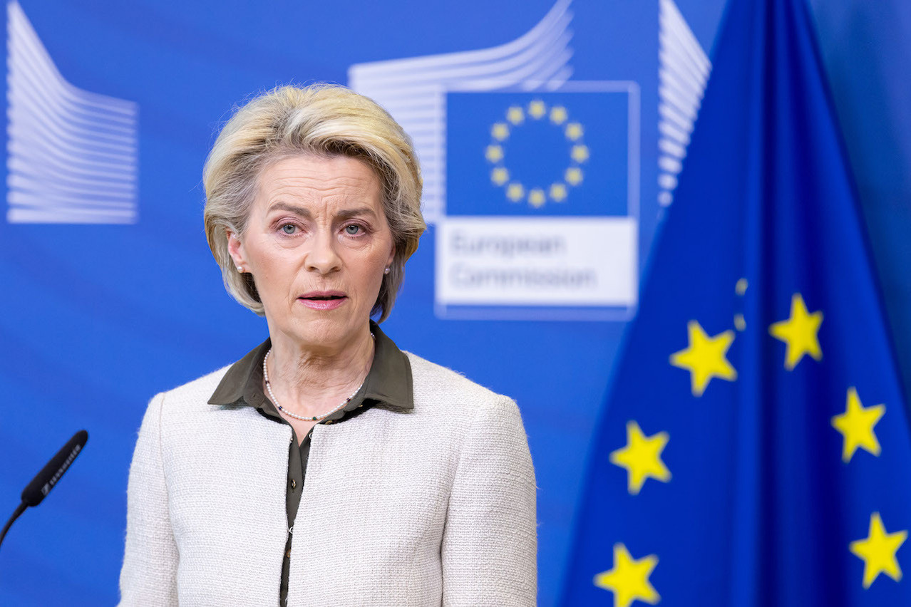 European Commission president Ursula von der Leyen said on Sunday that the decision to finance the purchase of weapons for Ukraine was a “watershed moment” European Union/xavier-lejeune.com