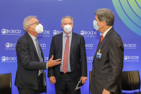 (from left to right) Pierre Gramegna, Minister of Finance; Mathias Cormann, Secretary General of the Organisation for Economic Co-operation and Development (OECD); Jose W. Fernandez, Deputy Secretary of the United States of America for the Economy, Energy and the Environment  SIP/LUC DEFLORENNE