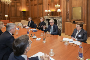 (from left to right) n.c.; Mathias Cormann, Secretary General of the Organisation for Economic Co-operation and Development (OECD); n.c.; Carlo Fassbinder, Director, Tax Directorate, Ministry of Finance; Franz Fayot, Minister of the Economy; Pierre Gramegna, Minister of Finance; Martine Schommer, Ambassador of the Grand Duchy of Luxembourg in Paris SIP/LUC DEFLORENNE
