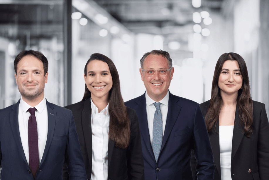 From left to right: Aldric Grosjean, Luxembourg managing partner, Eléonore Galleron, counsel in tax, Jan Dobrzensky, partner in corporate and private equity, and Saniyé Tipirdamaz, partner in banking and finance at Mourant Ozannes Luxembourg. Photo: Mourant