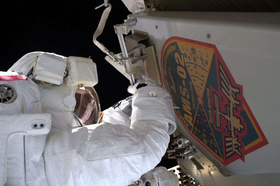 Archive photo shows the cosmic-ray-hunting Alpha Magnetic Spectrometer (AMS-02), which was installed on the exterior of the International Space Station in 2011. European Space Agency/Flickr