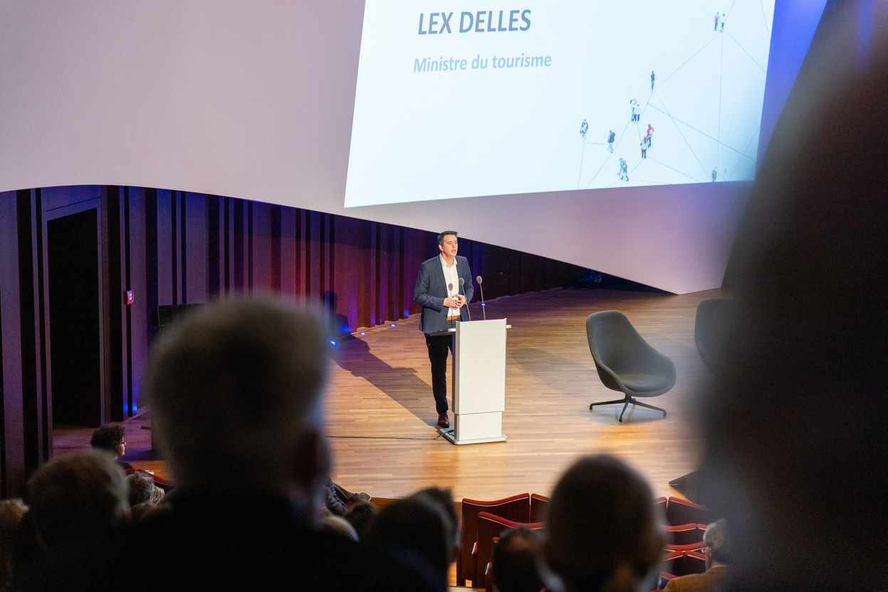 The Minister of Tourism, Lex Delles, unveiled his new “Business Events 2030” strategy at the Philharmonie, 30 March 2023. Photo: Romain Gamba/Maison Moderne