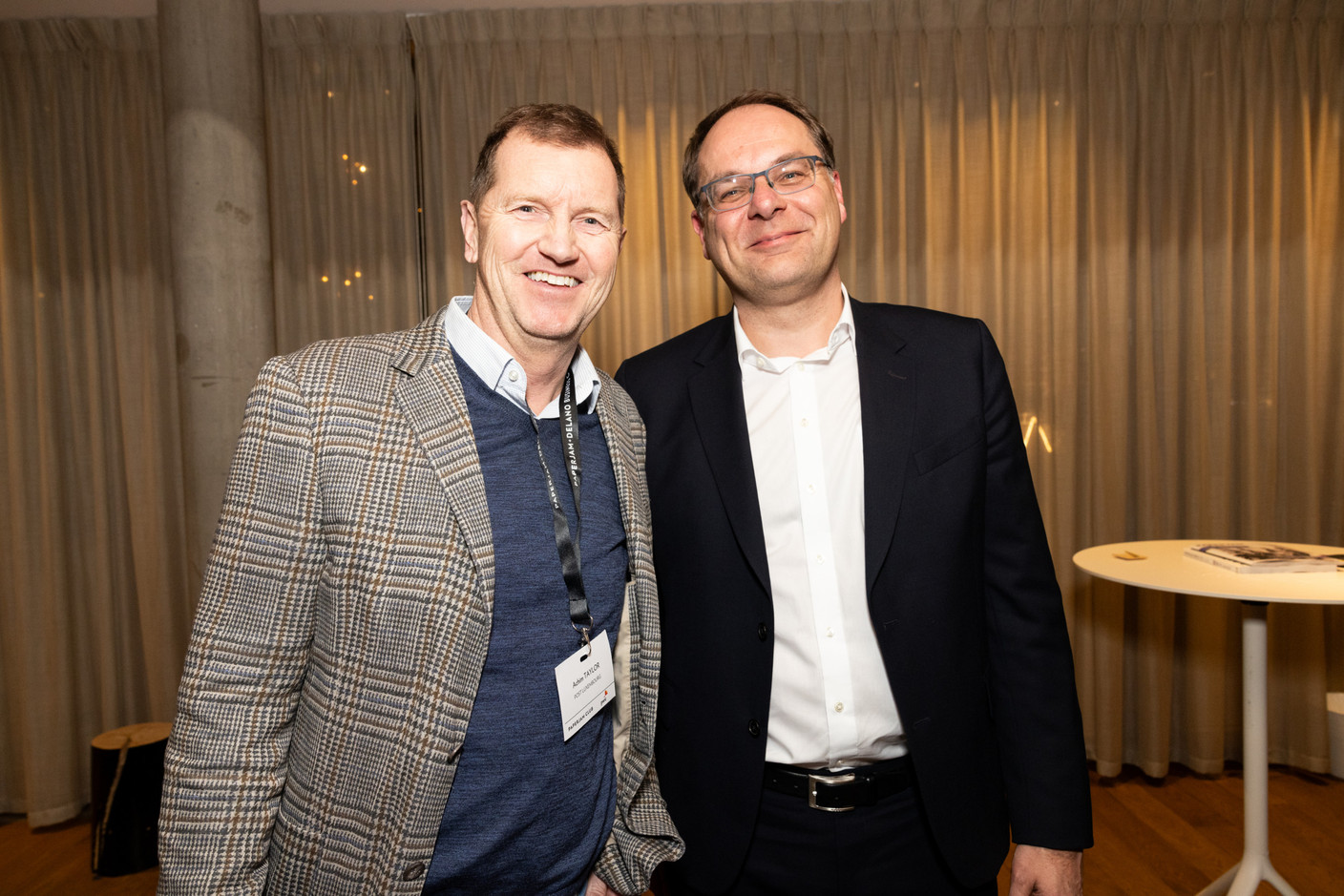 Achim Taylor (Post Luxembourg) and Alexander Flassak (Lux-Airport) at the “Quel aéroport pour demain?” roundtable, held at PWC Luxembourg, 27 February 2025. Photo: Eva Krins/Maison Moderne