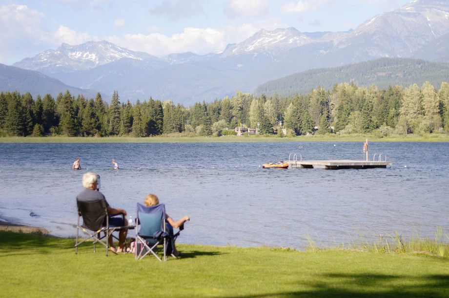A retired couple watches Alta Lake in Whistler, Canada, in 2019 Photo: Max Harlynking / Unsplash