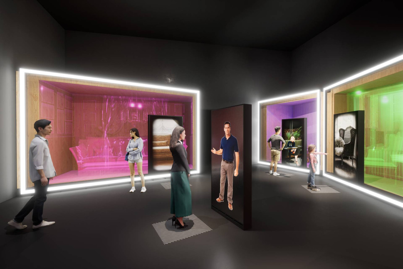 At the start of the tour of the Luxembourg pavilion at the Osaka world fair, visitors will be able to hear what Luxembourgers have to say about their private and professional lives. Illustration: Jangled Nerves for the Luxembourg Pavilion Expo2025@Osaka