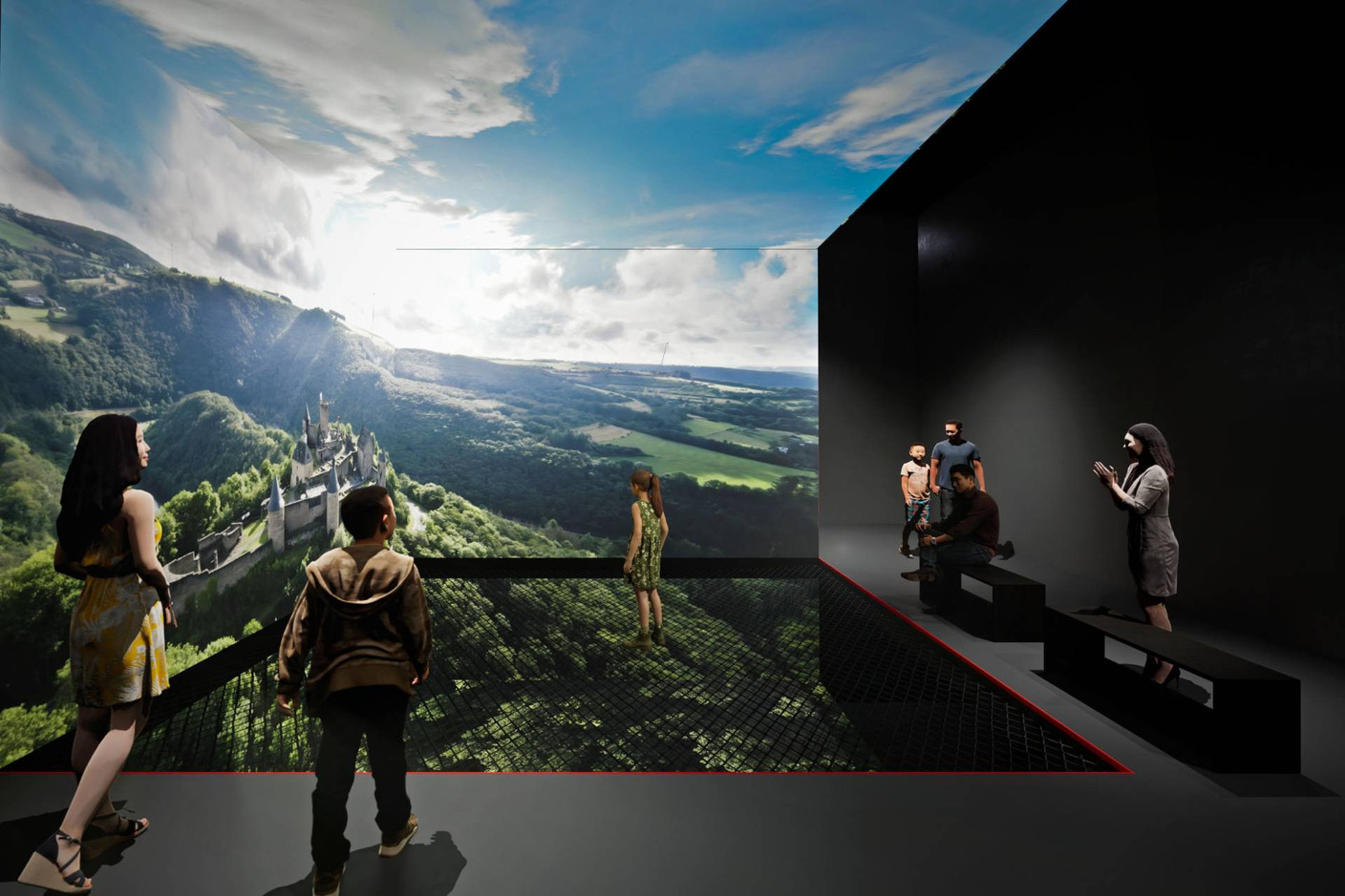 Visitors will be able to walk on a net that will immerse them in a typical Luxembourg landscape. Illustration: Jangled Nerves for the Luxembourg Pavilion Expo2025@Osaka
