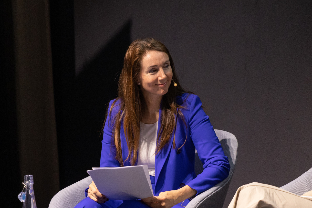 Isabelle Delas, CEO of the Luxembourg Finance Labelling Agency (Luxflag), seen speaking at a Deloitte sustainability conference in June 2023. Library photo: Romain Gamba
