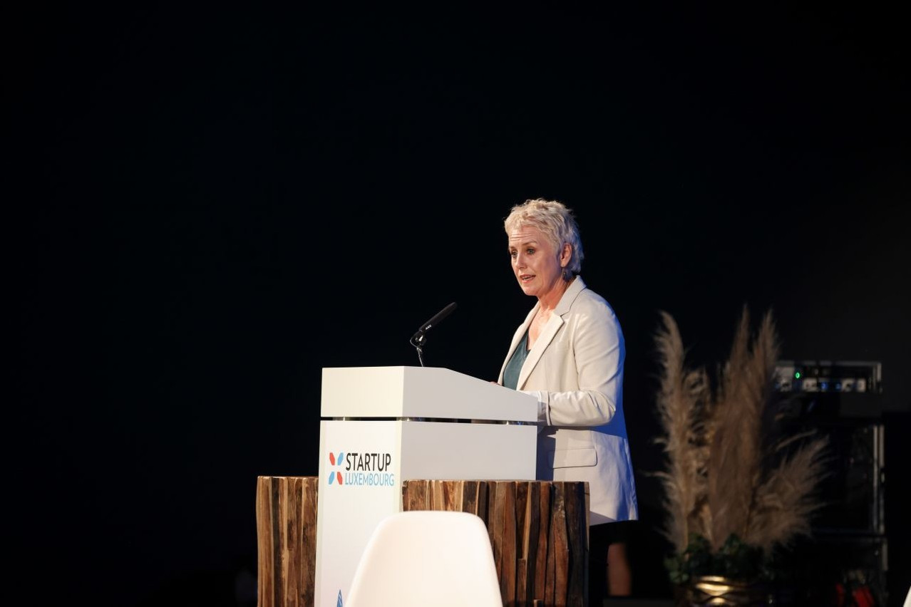 Luxinnovation CEO Sasha Baillie speaking at a launch event in 2021. Sophie Margue/Luxinnovation