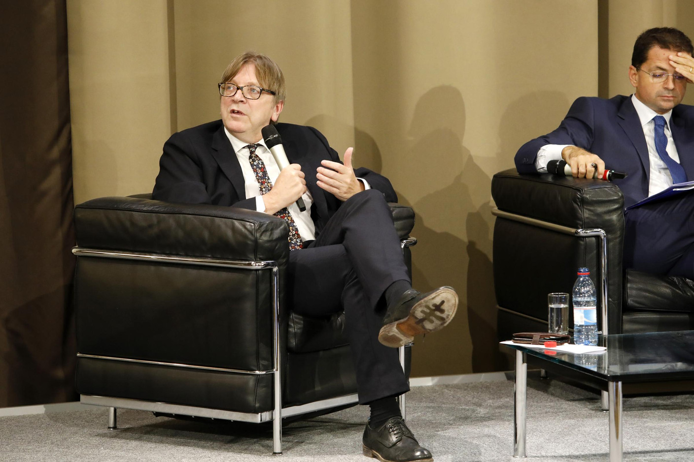 Guy Verhofstadt (Parlement européen) et Prof. Carlo Altomonte (Bocconi's University) (Photo: Olivier Minaire)
