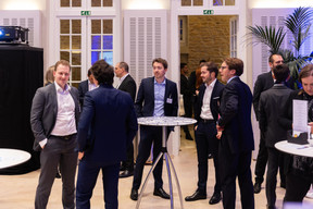 Attendees at the annual general meeting of the Luxembourg Valuation Professionals Association (LVPA), which took place at the Centre Culturel Schéiss on 15 November 2023. Alexander Sidorov (Gamma AR) on the left and Alexis Lyon (BHB & Partners) in the centre. Photo: Romain Gamba/Maison Moderne