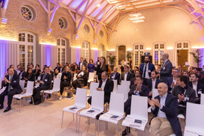 Newly elected board members standing at the annual general meeting of the Luxembourg Valuation Professionals Association (LVPA), which took place at the Centre Culturel Schéiss on 15 November 2023. Photo: Romain Gamba/Maison Moderne