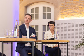 Jean-Baptiste Leray (Blackstone) and Sophie Dupin (Elvinger Hoss Prussen) participated in a panel discussion at the annual general meeting of the Luxembourg Valuation Professionals Association (LVPA). The panel focused on the CSSF’s feedback report on valuation. Photo: Romain Gamba/Maison Moderne