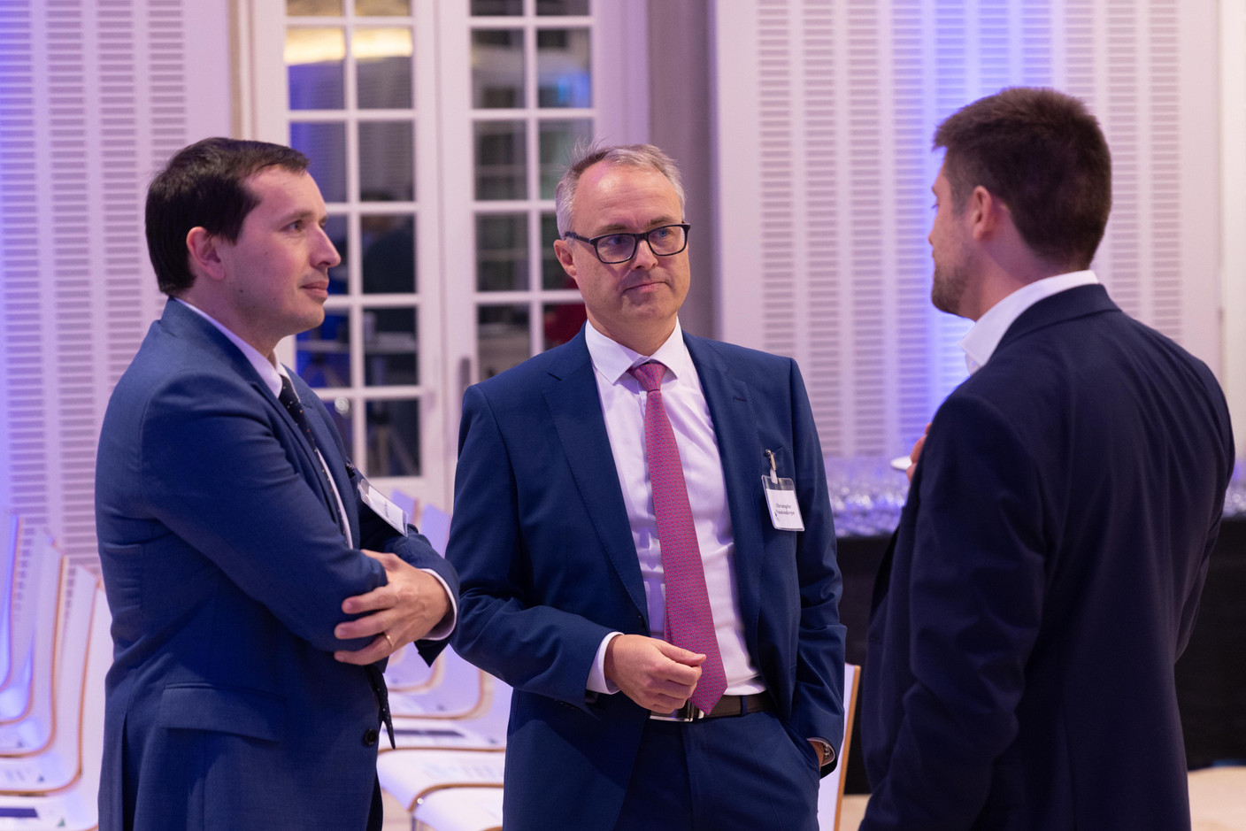 Rafaël Le Saux (PwC) and Christophe Vandendorpe (EY) at the annual general meeting of the Luxembourg Valuation Professionals Association (LVPA), which took place at the Centre Culturel Schéiss on 15 November 2023. Photo: Romain Gamba/Maison Moderne