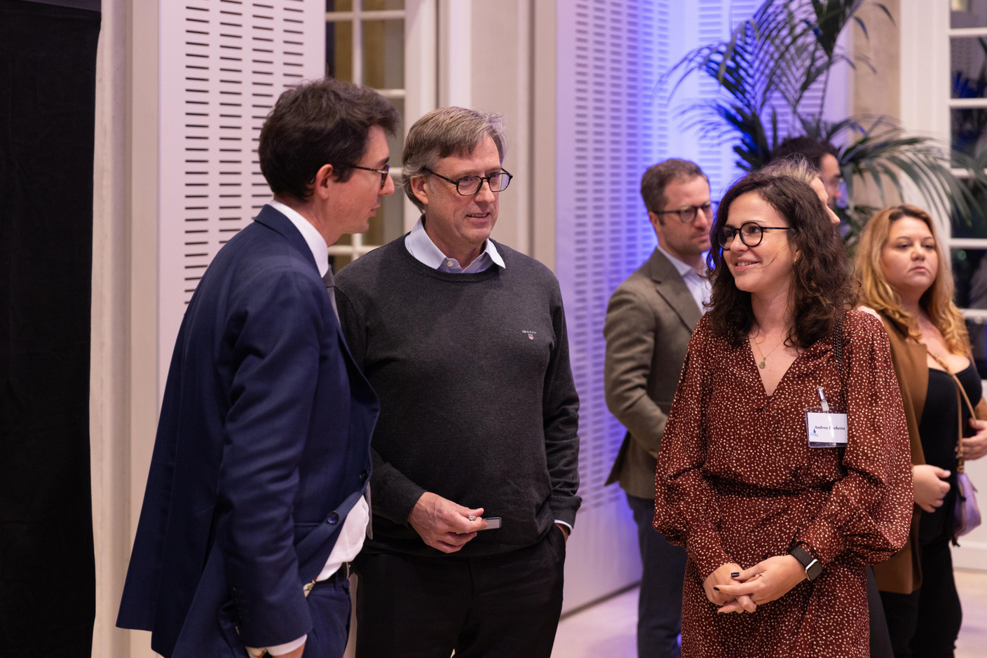 Antoine Boggini (BHB & Partners) and Andrea Bosheva (Sofina) at the annual general meeting of the Luxembourg Valuation Professionals Association (LVPA), which took place at the Centre Culturel Schéiss on 15 November 2023. Photo: Romain Gamba/Maison Moderne