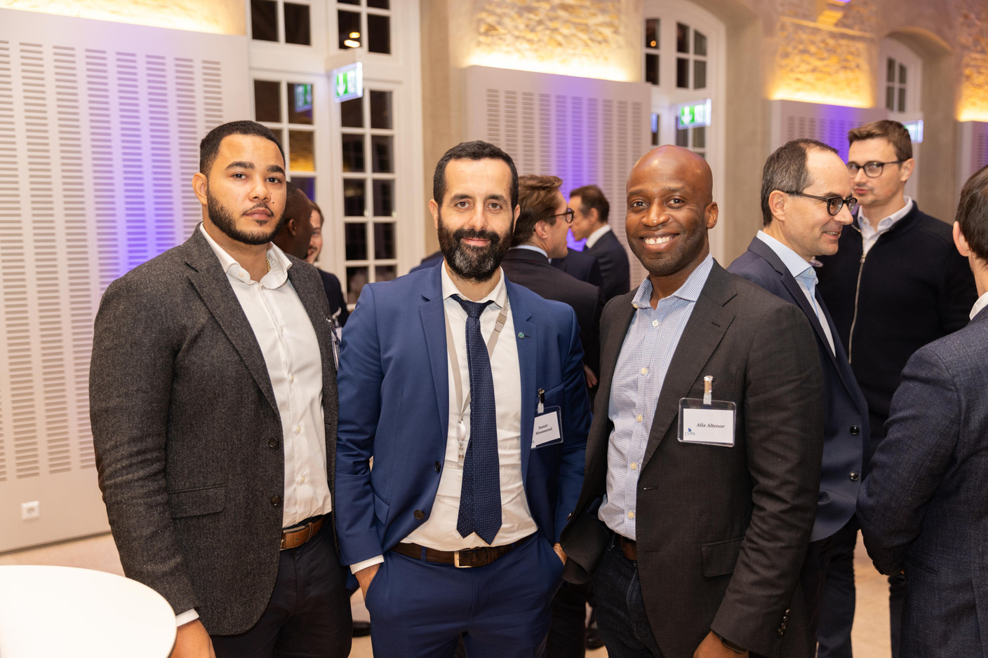 Samir Moussaoui (PwC, centre) and Alix Altenor (PwC, right) at the annual general meeting of the Luxembourg Valuation Professionals Association (LVPA), which took place at the Centre Culturel Schéiss on 15 November 2023. Photo: Romain Gamba/Maison Moderne