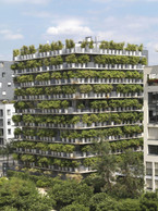 L’immeuble Tower Flower a des balcons composés de pots XXL de bambous. www.edouardfrancois.com