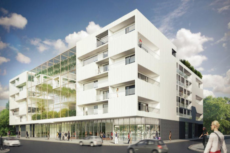 Cette nouvelle maison de soins et résidence seniors s’articule autour d’un jardin vertical. (Visuel: Assar Universum Architects)