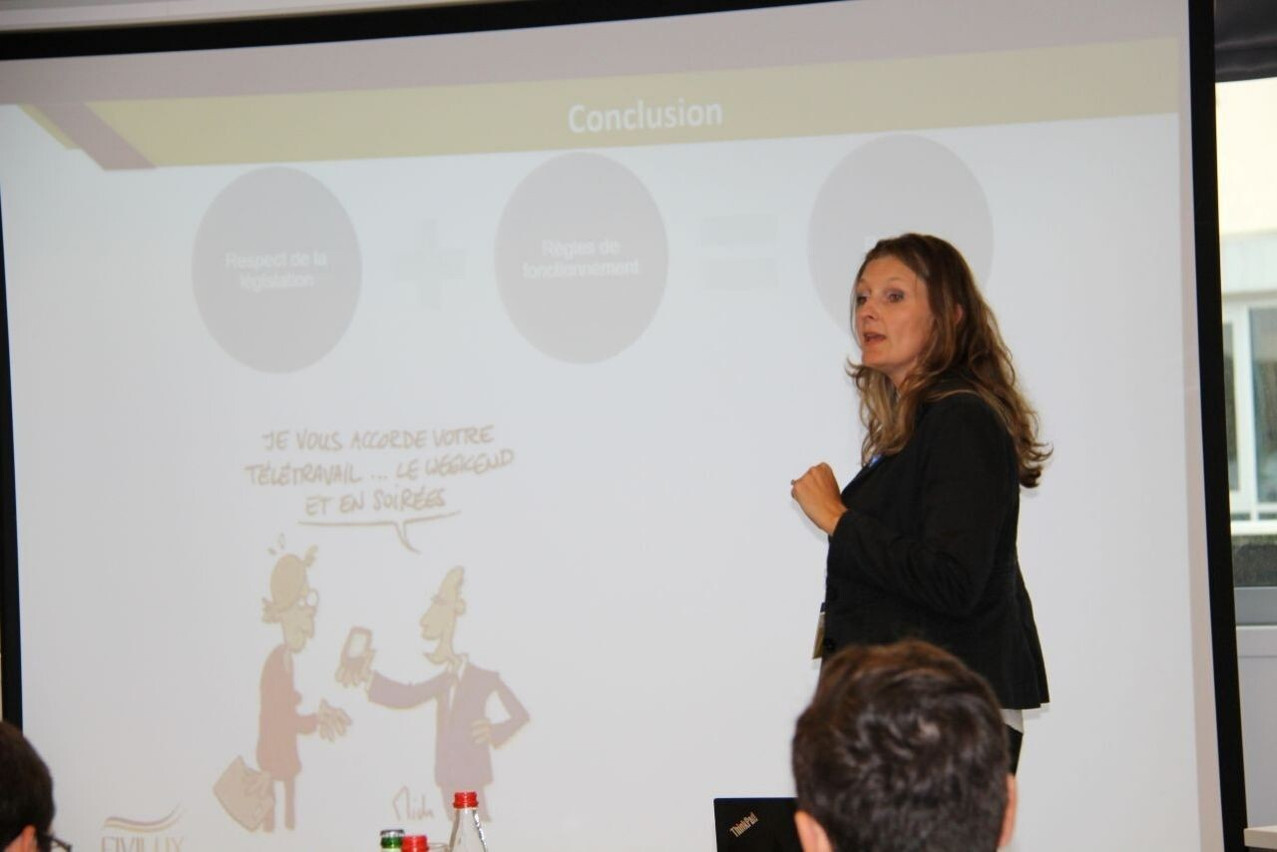 Céline Campi, founder of EiviLux, during a talk on management practices. Photo: EiviLux