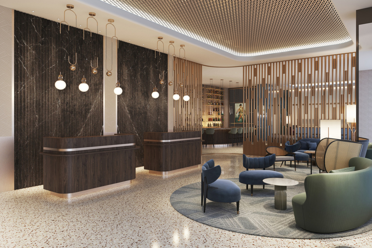 The hotel lobby was also redesigned in the same spirit. Illustration: Marriott International