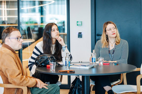 Jérôme Kete (House of Training) and Sarah Akhmiss (GemoLux) and Sophie Jannot (BCPE). Photo: Julian Pierrot/Paperjam