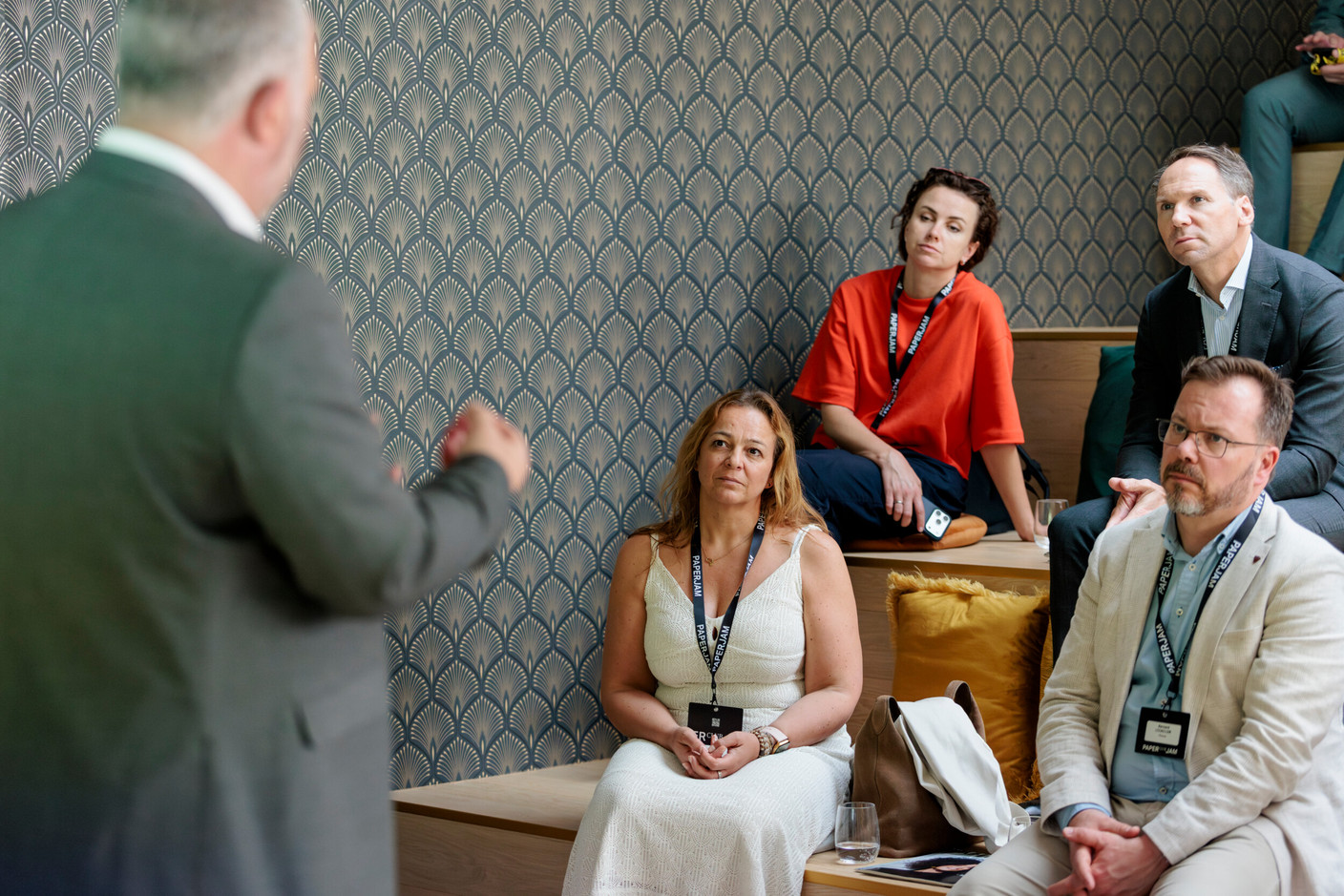 Carine Triolo (JTC Group), Bernard Lecaillon (Palana) and Stanislas Dutreuil (Lincoln) in the top right-hand corner. (Photo : Julian Pierrot/Paperjam)