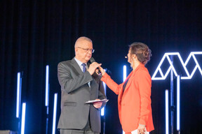 Pierre Kihn (Office Freylinger) et Nathalie Reuter ((Photo: Jan Hanrion & Patricia Pitsch / Maison Moderne))