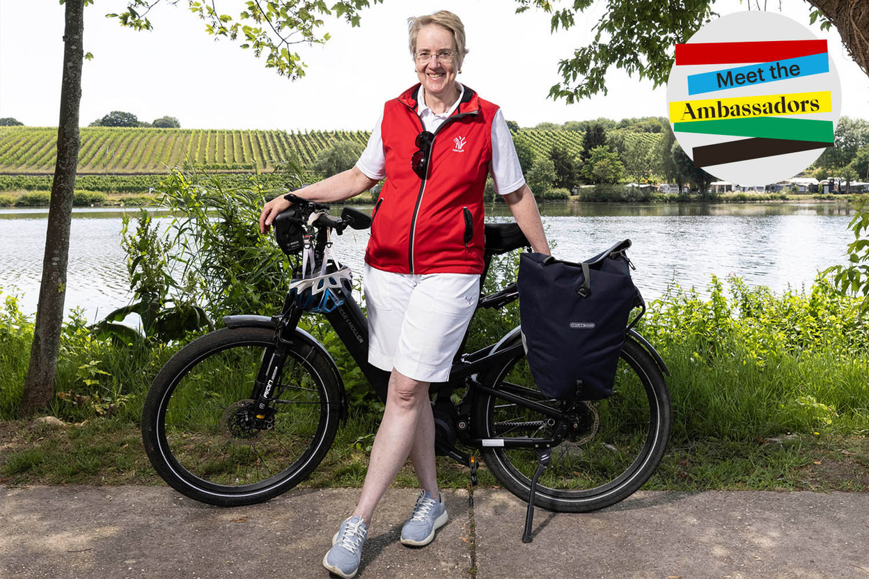 Ambassador Schubert makes cycling look effortless--pictured here on the banks of the Moselle near Remich. Guy Wolff/Maison Moderne