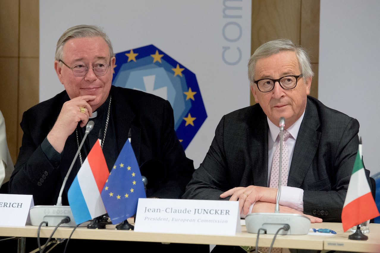 En mars 2019, lors de leur assemblée de printemps, les évêques de l’Union européenne ont reçu Jean-Claude Juncker, président de la Commission. (Photo: Comece/EU)