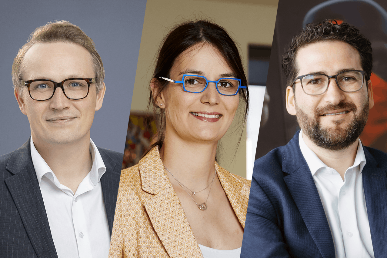 (l-r) Chris Hollifield, Luxembourg for Finance, Emilie Allaert, Luxembourg Blockchain Lab, and Jesus Pena Garcia, Luxembourg House of Web3, share their perspectives on the European markets for crypto-assets regulation and the European Securities and Markets Authority’s outlook on Mica. Photos: Luxembourg for Finance, Emilie Allaert, Stephanie Jabardo; Montage: Maison Moderne