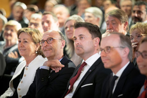 Christiane et Michel Wurth; Xavier Bettel, Premier ministre, ministre d'État et Luc Frieden, président de la Chambre de commerce. (Photo: Chambre de commerce / Blitz)