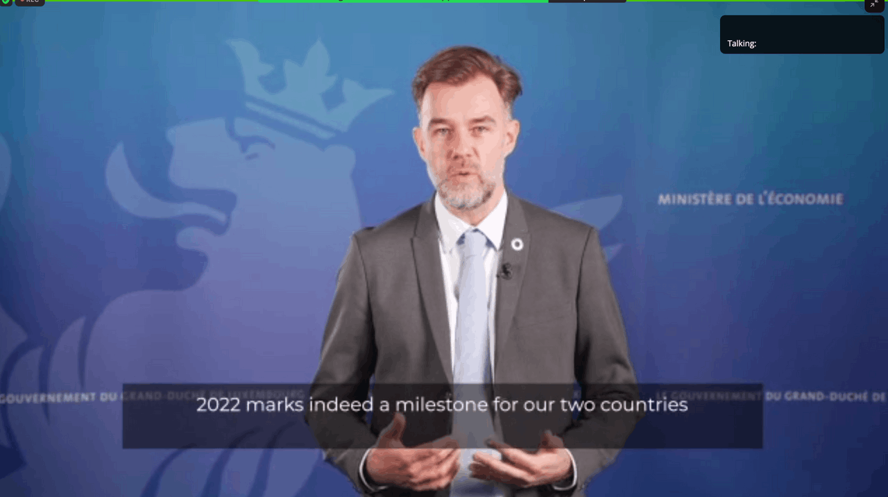 Economy minister Franz Fayot (LSAP) gave the opening remarks at the Zoom event. Screenshot from the virtual ceremony.
