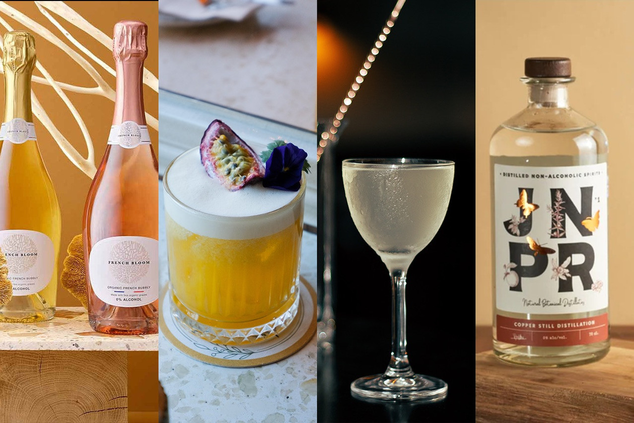 Notre liste des meilleurs mocktails pour faire la fête sans alcool. (Photos: French Bloom, First Floor, Bazaar, JNPR/Montage: Maison Moderne)