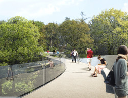 Tout au long de la passerelle, des bancs permettront de faire une pause. ((Visuel: Mimram Ingénierie et Fabeck Architectes))